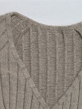 abordables Robes en tricot-Femmes Robe Midi Robe Tricot Robe Décontractée Mode Moderne Quotidien Date Week-end Coupe régulière Uni manche longue Col en V Kaki Automne Hiver