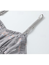 cheap Boho Dress-Women&#039;s Mini Dress Casual Dress Summer Dress Slip Dress Boho Dress Elegant Fashion Romantic Holiday Date Beach Regular Fit Flower Sleeveless V Neck Gray Summer