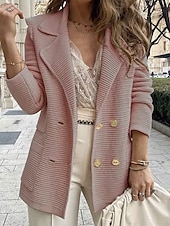 preiswerte Blazer &amp; Anzüge-Damen Blazer Bequem Atmungsaktiv Knöpfe Mode Modern Einfach Arbeit Täglich Regulär Umlegekragen Normale Passform Langarm Oberbekleidung Schwarz Weiß Rosa Frühling Herbst