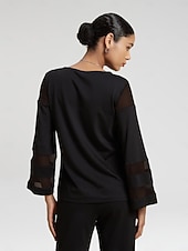 economico Bluse e camicie-Maglietta girocollo in chiffon modal da donna, maniche lunghe, casual, per uscire, primavera e autunno