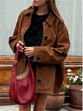 billige Kåper og trenchcoats-Dame Frakk Bekvem Lomme Knapper Mote Gate stil عادي utendørs Fritid / hverdag Normal Aftæpning Normal Langermet Yttertøy Brun Vår Høst