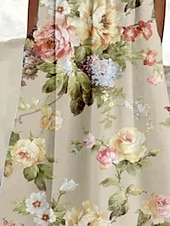abordables Robes Floraux Imprimés-Femmes Robe Midi Robe Décontractée Robe d&#039;été Mode Moderne Quotidien Plage Week-end Coupe régulière Fleur Manche Courte Col ras du cou Jaune Rose Claire Été Printemps Automne