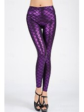 baratos -Mulheres Leggings Roupa de rua Casual Longas Cintura Alta Tecido Corte alto Respirabilidade Macio Com Stretch Rua Para Noite Prata Preto Vermelho Azul Royal Outono Normal
