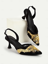 abordables Années 1920-Escarpins à bride arrière en maille à paillettes Art déco pour femmes – Chaussures de soirée à bout pointu inspirées des années 1920 pour mariages, soirées et costumes Gatsby