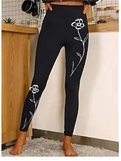 economico -Per donna Pantaloni Eleganti Leggings Collant Atletico Lunghezza intera Naturale Grafico Stampato Comodo Sollevamento glutei Controllo addominale Yoga Casual Quotidiano Oro nero Nero 1 # Nero 2