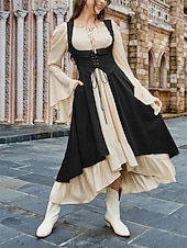cheap Dresses-Medieval Renaissance Cocktail Dress Cosplay Costume Prom Dresses Viking Outlander Fancy Dress Women's Celtic Pirate Fantasy Masquerade LARP Ren Faire Festival Adults' Dress