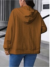 abordables veste à capuche-Femmes Veste Décontractée Confortable Respirant Avec Poches Mode Occasionnel Uni Occasionnel Tenue quotidienne Régulier À capuche Coupe régulière manche longue Vêtements d&#039;extérieur Bleu Ciel Noir