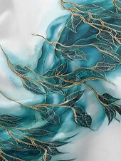 cheap Floral Dress-Women&#039;s Midi Dress Casual Dress Chiffon Swing Dress Modern Vacation Daily Weekend Regular Fit Tree Long Sleeve V Neck Blue Summer Spring Fall Autumn