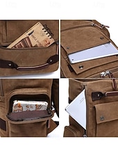 preiswerte Outdoor-Rucksäcke-Brauner Canvas-Rucksack für Herren mit Multi-Taschen-Design – Vintage-Reise-Laptoptasche für 15,6-Zoll-Geräte, ideal für Arbeit, Schule, Wandern und Wochenendausflüge