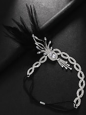 economico Accessori per capelli da donna-Copricapo di piume Gatsby anni &#039;20 da donna - cerchietto vintage con strass flapper per feste a tema anni ruggenti e balli in maschera