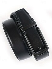 abordables Ceintures pour hommes-Ceinture en cuir véritable pour homme avec boucle à cliquet automatique – Ceinture classique ajustable pour le travail, le bureau et le quotidien