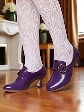 billige 1920-tallet-Retro brune damesko med imitert skinn – pumps inspirert av 1930-tallet for elegant kontorantrekk og antrekk i vintagestil
