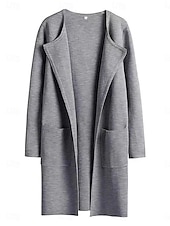 abordables Manteaux Trench-Femmes Trench Confortable Respirant Avec Poches Mode Quotidien Style OL Uni Extérieur Vacances Occasionnel Simple Boutonnage Long Revers Coupe régulière manche longue Vêtements d&#039;extérieur Marron