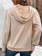 abordables Sweatshirts et Hoodies Texturés-Femmes Sweat à capuche Uni Streetwear Occasionnel Confortable manche longue À capuche Hauts Réguliers Rue Fête Sortir Cordon de serrage Kaki Printemps Automne