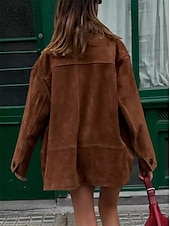 billige Kåper og trenchcoats-Dame Frakk Bekvem Lomme Knapper Mote Gate stil عادي utendørs Fritid / hverdag Normal Aftæpning Normal Langermet Yttertøy Brun Vår Høst
