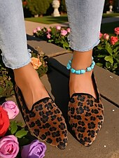 economico Slip-ons e mocassini da uomo-Mocassini da donna con stampa leopardata - scarpe basse casual slip-on con stampa animalier, comode scarpe da passeggio con punta affilata per l&#039;uso quotidiano, passeggiate all&#039;aperto e viaggi