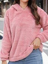 economico Parka attivo-Per donna Felpa con cappuccio Semplice Streetwear Casual Manica Lunga Con Cappuccio Top Regolari Streetwear Ferie Uscire Rosa Inverno