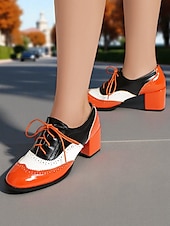 preiswerte 1950er Jahre-Zweifarbige Oxford-Schuhe mit Blockabsatz für Damen – Retro-Schnürschuhe in Mintgrün und Metallic für den Streetstyle im 50er-Jahre-Stil, Alltagsoutfits und legere Anlässe