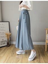 economico gamba larga e vita alta-Per donna Gamba larga Chinos Casual Lunghezza intera Naturale Semplice Gamba larga Coulisse Comodo Traspirabilità Casual Quotidiano Nero Rosa Blu Primavera Autunno Vestibilità comoda