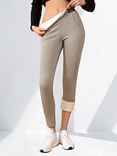 economico Leggings foderati in pile-Per donna Pantaloni in Pile Pantaloni Eleganti Leggings Casual Lunghezza intera Naturale Semplice Elastico in vita Comodo Vacanza Ferie Rosso violaceo Nero Blu marino scuro Azzurro cielo Inverno