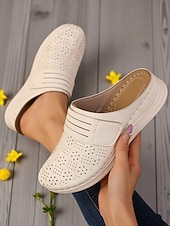 cheap Women's Clogs &amp; Mules-Women's Lightweight Perforated Mules – Breathable Slip-On Shoes for Walking, Travel and Daily Wear