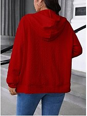 abordables veste à capuche-Femmes Veste Décontractée Confortable Respirant Avec Poches Mode Occasionnel Uni Occasionnel Tenue quotidienne Régulier À capuche Coupe régulière manche longue Vêtements d&#039;extérieur Bleu Ciel Noir