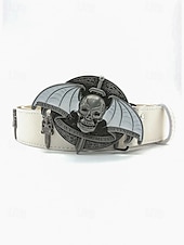 billiga Halloween-tillbehör-Herrbälte med tungmetallspänne i konstläder – gotisk punkstil, justerbar midja, perfekt för halloweenkostymer, konserter och rockfester