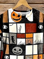 baratos Animais Tops-Mulheres camisolas Gráfico Geométrica Caveiras Casual Manga Longa Gola Redonda Decote Redondo Tops regulares Rua Dia a Dia Imprimir Laranja Primavera Outono Inverno