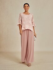 billiga fest dambyxor-Dam Trosor Byxor med raka ben Elegant Stylish Klassisk Stil Fullängd Medium Midja Ensfärgat Elastisk midja Elastisk Bröllop Semester Fest Blush Pink Vår, Höst, Vinter, Sommar Normal