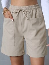 ieftine Pantaloni scurti-Pentru femei chinez Pantaloni Scurți De Bază Casual Scurt Talie Înaltă Simplu Buzunar Curea elastică Confortabil Απαλό Comfortabil Strech În aer liber Stradă Caisă Alb Roz Îmbujorat Albastru piscină