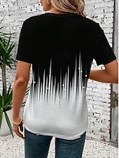 ieftine tricou Art &amp; Design-Pentru femei Tricou Ombre Grafic Bloc Culoare Epocă Stilat Clasic Manșon scurt Stil Nautic Rotund Topuri obișnuite Zilnic Imprimeu Negru Albastru piscină Fucsia Maro Trifoi Vară Primăvară