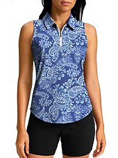 abordables Camisa de Mujer-Mujer Tops Camisa deportiva Camisas de polo Camiseta de tenis Sin Mangas Cremallera UPF50+ Resistente a los rayos UV Alta elasticidad Dispersor de humedad Transpirable Tenis pepinillo Corriendo
