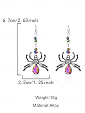 abordables Boucle d&amp;#39;oreille pour femme-Boucles d'oreilles pendantes araignées d'Halloween pour femmes – design en alliage de cristal coloré, bijoux légers pour fêtes, cosplay et événements en boîte de nuit