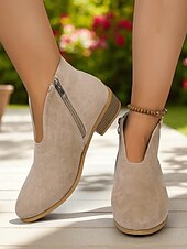 abordables Bottines-Bottines en similicuir rouge pour femme avec fermeture éclair latérale – style décontracté et élégant pour les garden-parties, les promenades au parc et au quotidien