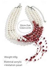 abordables Accesorios de Halloween-Conjunto de joyas de Halloween con gotas de sangre para mujer: gargantilla, pulsera y pendientes de perlas y cuentas rojas para fiestas de disfraces y eventos espeluznantes.