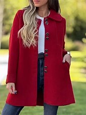 preiswerte Mäntel &amp; Trenchcoats-Damen Mantel Bequem Atmungsaktiv Tasche Mode Täglich Einfach Outdoor Lässig Täglich Einreihig Regulär Revers Normale Passform Langarm Oberbekleidung Schwarz Rote Aprikose Frühling Herbst