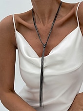 levne Dámský náhrdelník-Dámský pozlacený střapcový náhrdelník - elegantní vrstvený řetízkový choker s dlouhými třásněmi, výrazný šperk na večírky, do nočních klubů a večerní akce