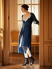 tanie Wiktoriański i Edwardiański-damskie czarne, koronkowe botki w stylu edwardiańskim - vintage'owe, siateczkowe, sznurowane, wiktoriańskie botki na średnim obcasie, idealne do mody gotyckiej, cosplayu i strojów w stylu lat 1900.