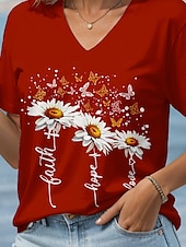 ieftine Umor &amp; Citate tricou-Pentru femei Tricou Grafic Animal Scrisă Epocă Stilat Clasic Manșon scurt În V Topuri obișnuite Zilnic Imprimeu Negru Alb Galben Roșu-aprins Albastru piscină Vară Primăvară