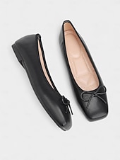 preiswerte Ballerinas für Damen-Grüne Ballerinas mit quadratischer Zehenpartie für Damen – Schlupfschuhe aus Kunstleder mit Schleife für die Freizeit, das Büro und das Wochenende