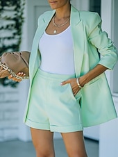 preiswerte Blazer &amp; Anzüge-Damen Blazer Bequem Atmungsaktiv Tasche Mode Modern Einfach Arbeit Täglich Regulär Umlegekragen Normale Passform Langarm Oberbekleidung Rosa Orange Grün Frühling Herbst