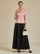olcso Sima szoknyák-Női Szoknya Elegáns Szüret Hosszú hossz Fényes Maxi Magas derék Szoknyák Nyúlós Fekete Nyár Nejlon
