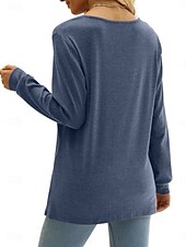 ieftine tricou simplu-Pentru femei Bluză Culoare solidă Stilat Casual Manșon Lung În V Topuri obișnuite Zilnic Negru Albastru piscină Portocaliu Bej Vară Primăvară
