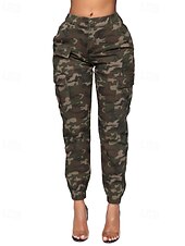 cheap Women&#039;s Cargo Pants-Women&#039;s Cargo Pants Slacks Streetwear Casual Full Length Natural Plain Pocket Soft Holiday Weekend Dark Yellow claret Forest Green Camel Fall Regular Fit