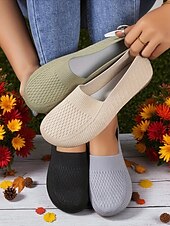 economico Slip-ons e mocassini da donna-scarpe slip-on da donna a punta larga – comode ballerine in Flyknit traspirante, perfette per l&#039;uso quotidiano, i viaggi, il giardino e le attività all&#039;aperto