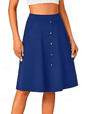 abordables Jupes unies-Femmes Jupe Occasionnel Au-dessus du genou Taille Basse Jupes Uni Avec Poches Micro-Élastique Vacances Rue Noir Rouge Bleu Marron Automne Polyester