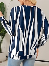 abordables Hauts Rayés et Géométriques-Pull à fermeture éclair quart pour femmes graphique rayé décontracté à manches longues col rond tops réguliers vêtements de rue port quotidien impression à moitié bleu violet marron vert automne hiver