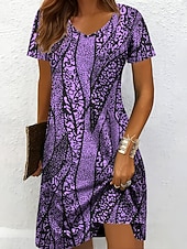 economico Abiti a Strisce e Geometrici-Per donna Mini Abito Vestito Estivo Abito a Maglia Vestito Casual Vestito T-Shirt Vacanza Casual Vestibilità regolare Grafico Geometrico Astratto Manica Corta Scollo a V Blu Bianco e nero Giallo Rosa