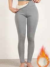 economico Leggings foderati in pile-Per donna Pantaloni in Pile Pantaloni Eleganti Leggings Streetwear Casual Lunghezza intera Naturale Semplice Elastico in vita Calore Termico Comodo Vacanza Uscire Nero grigio Grigio Grigio chiaro