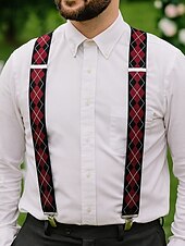 preiswerte Krawatten &amp;amp; Fliegen für Herren-Hosenträger zum Anklipsen mit Argyle-Muster für Herren – klassische, verstellbare, elastische Hosenträger für Hochzeiten, formelle Anlässe und Vintage-Outfits